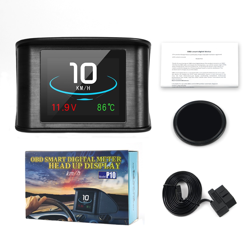 P10 hud auton ajotietokone auton digitaalinen gps obd ajo head up näyttö nopeusmittari jäähdytysnesteen lämpötilan diagnostiikkatyökalu