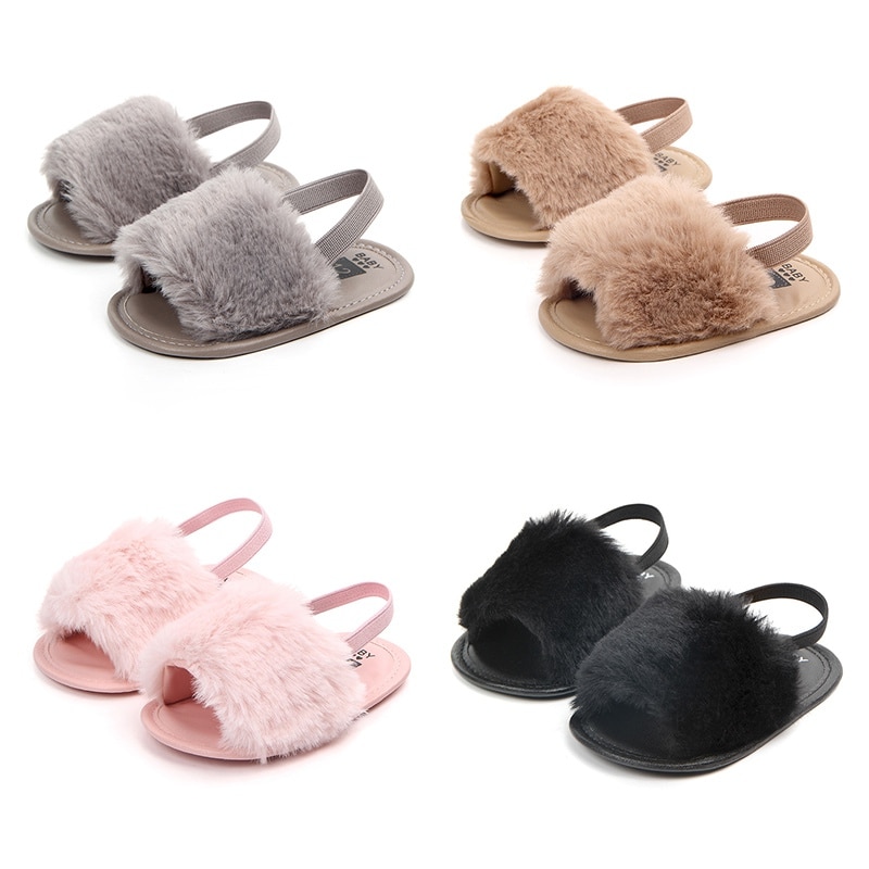 Sandaler for jenter sommer baby sko nyfødt pu plysj baby jente sandaler hjemme sandaler bomull myk bunn baby jente sko