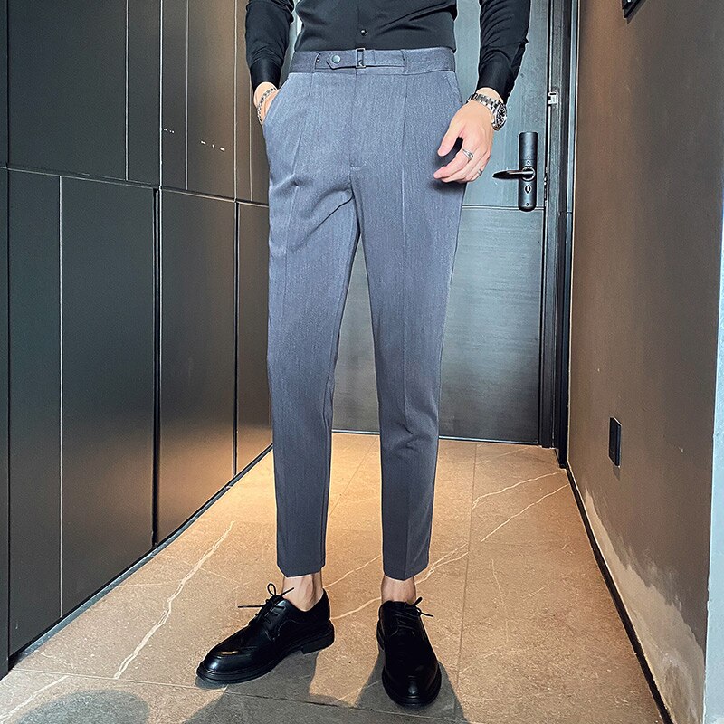 Mannen Jurk Broek Formele Zakelijke Broek Voor Mannen Effen Kleur Kantoor Sociale Casual Slim Fit Broek Streetwear Pantalones Hombre