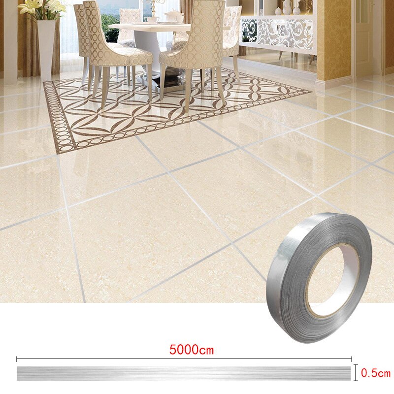 Ceramic Tile Mildewproof Gap Tape Tile Gap Sealing Tape Waterproof Foil Strip Silver Golden Rims ANDF889: Silver / Large