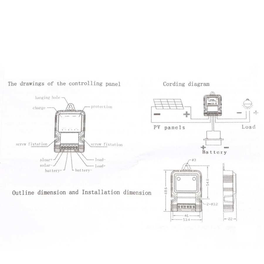 IP30 PWM 3A Solar Charging Controller 6V / 12V Solar Panel Regulator with LED Display Screen for Solar System