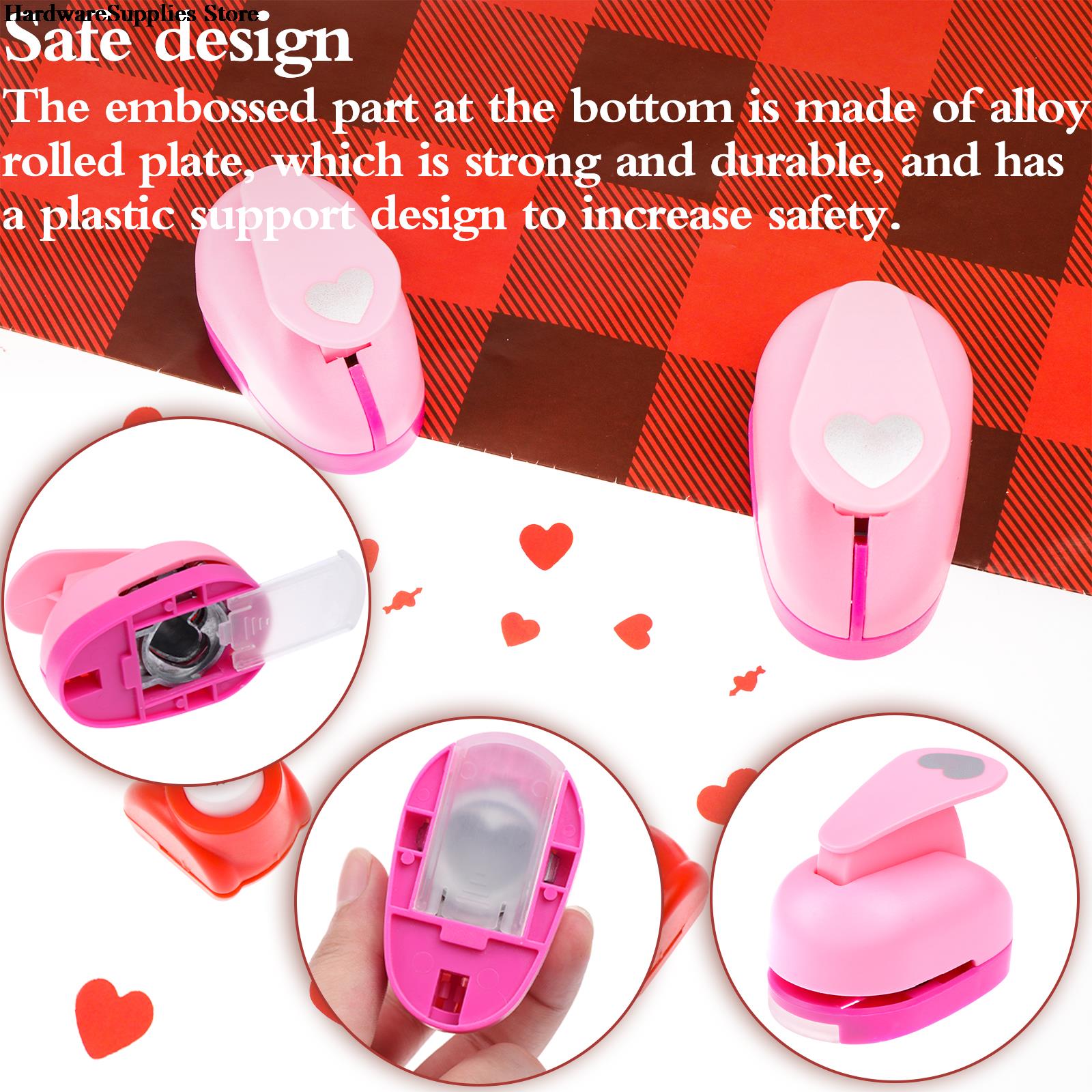 4pcs Heart Shape Paper Punch Craft Paper Hole Punch 0.9 Inch 0.6 Inch Scrapbooking Border Punchers Embossing