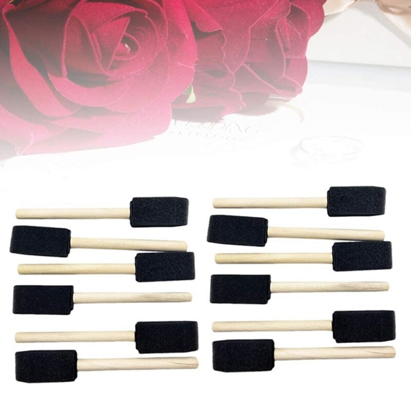 50Pcs Sponge Painting Brushes Foam Sponge Wood Handle Paint Brush Set for Childrens Drawing Graffiti Tools