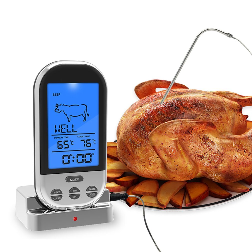 Wireless Digital Probe Meat Thermometer For Grill Smoker BBQ Food Oven Thermometer With Timer Alarm Kitchen Cooking Tool