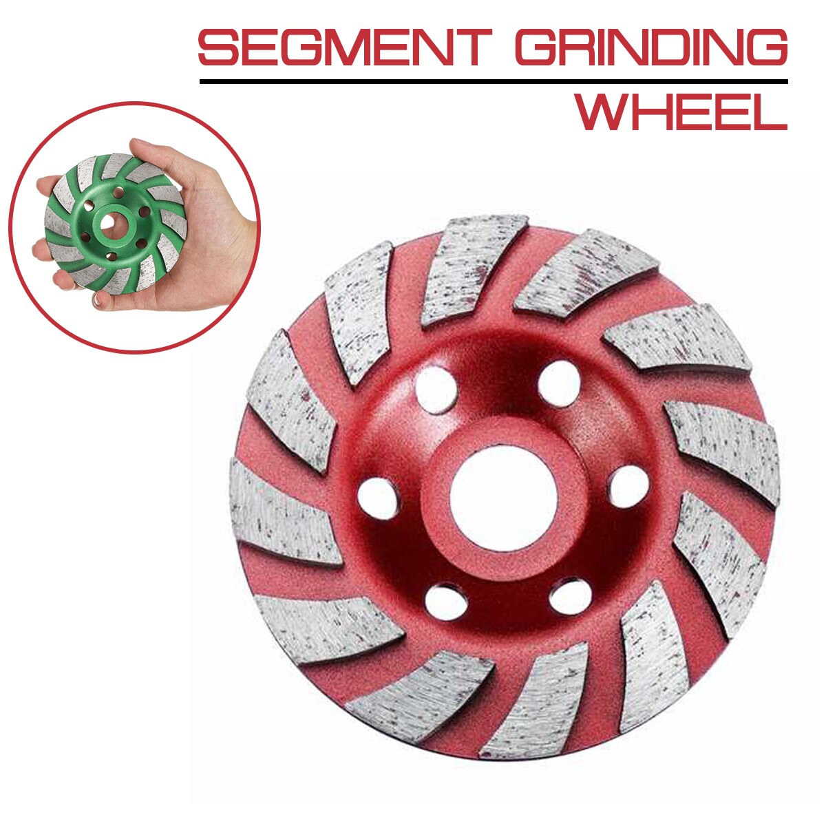 100mm/4 inch Diamond Grinding Wheel Disc Bowl Shape Grinding Cup Stone Concrete Granite Ceramics Tools: red