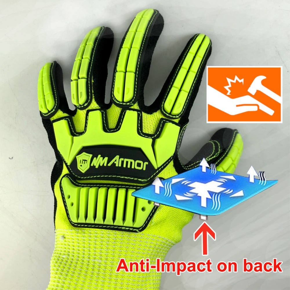 Anti Vibration Work Gloves ANSI A5 With HPPE Cut Resistant Oil-Proof Mechanics Safety Working Glove