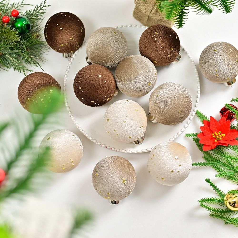 15 stk. julekuleanheng med 8cm julekuler, knusesikre, flokkende julekuler, fløyelsgjenbrukbare julekuler, låve