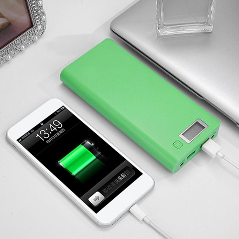 Diy 8x18650 bateria portátil power bank caso escudo caixa display lcd duplo usb caixa de banco de potência