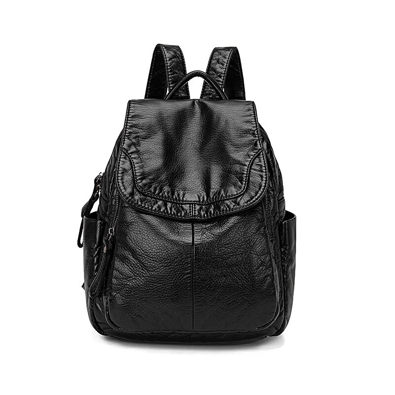 Witte pu leren rugzak voor dames reistas schooltassen voor tienermeisjes rugzak sac a dos mochila feminina: Zwart