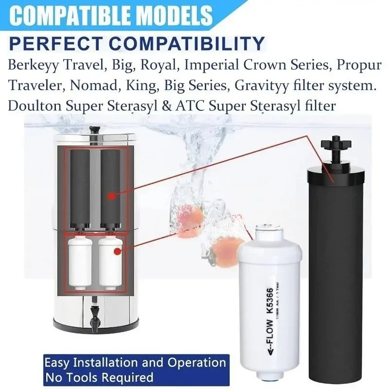 Vervanging 2 BB9-2 en 2 fluoride waterfilter PF-2, compatibel met het zwarte Berkey Gravity waterfiltersysteem