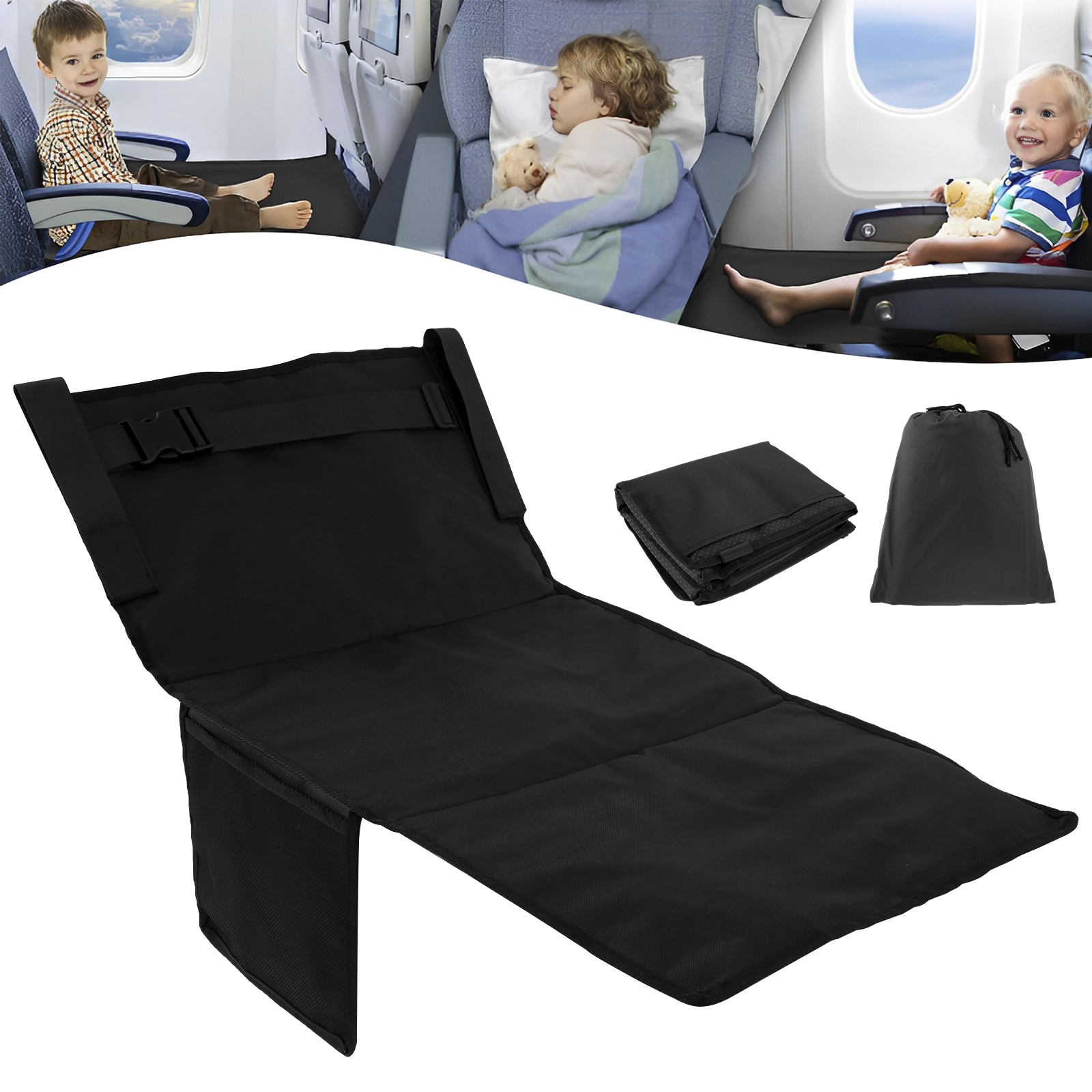 Cama de avión de viaje para pedales de bebé, hamaca portátil para reposapiés, cama para niños, asiento de avión con bolsa de almacenamiento, extensor de reposapiés