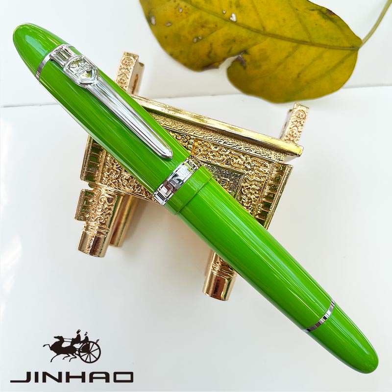 Jinhao 159 Rollerball Pen met grote cilinder en gouden clip Glad schrijven voor relatiegeschenk (zwarte inkt): green