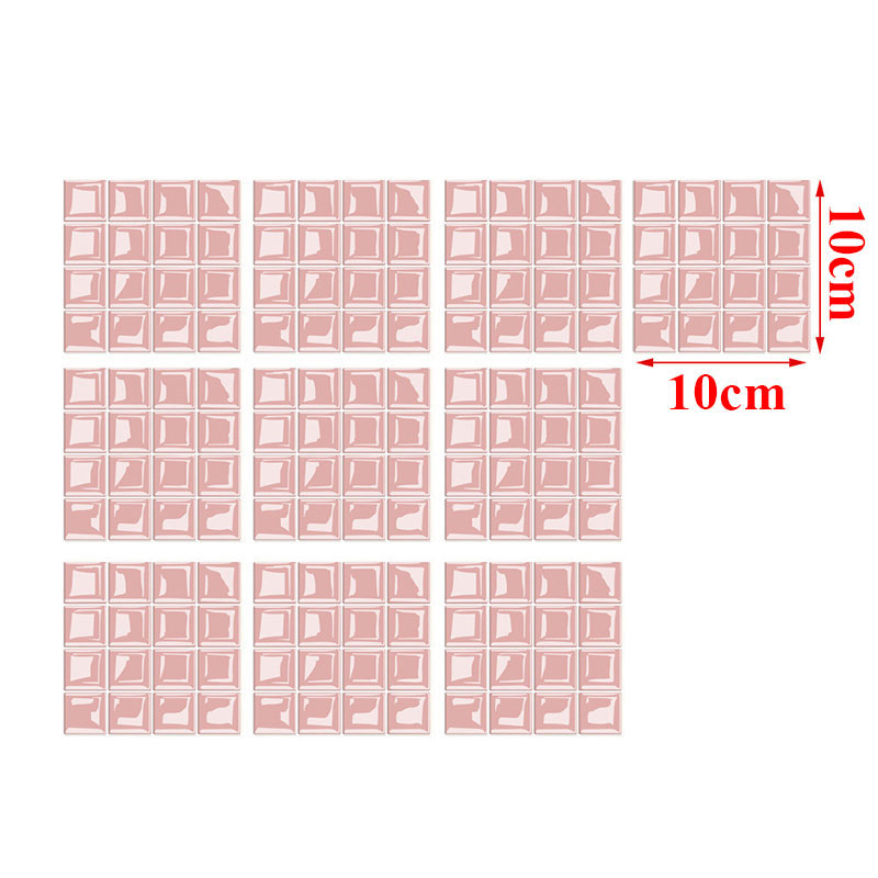10Pcs Magic Gel Tiles Sticker Mosaic Tile Stickers Kitchen and Bathroom Backsplash Brick Crystal Wallpaper Home Decor: Pink