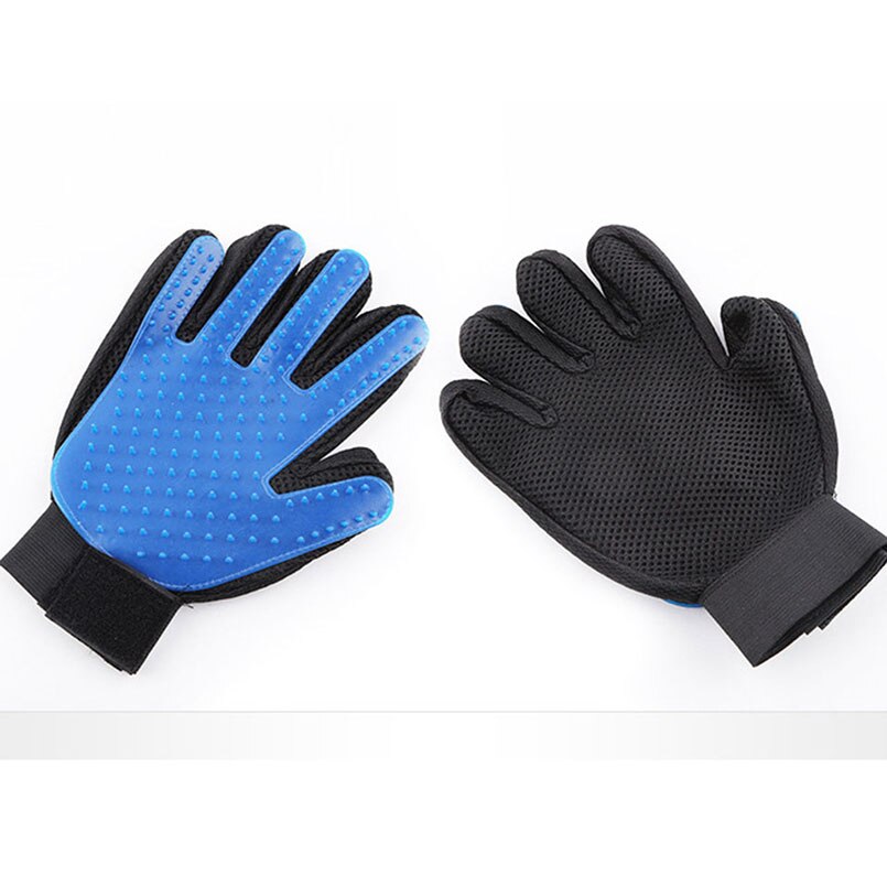Guante de cepillo azul para animales y gatos, cepillo de limpieza, guantes de silicona para dedos para gatos, perros, removedor de pelo de mascotas, guante para acicalamiento de gatos