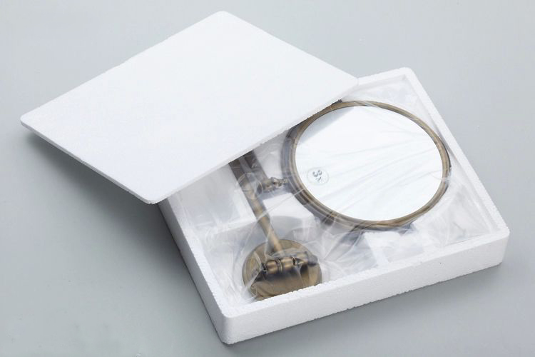 Badspeglar 3 x förstoringsspegel av badrumsmakeupspegel fällbar rakning 8 "dubbelsidig antik mässingsvägg runda speglar 1548f