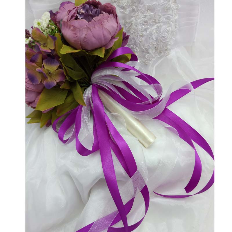 Purple artificial wedding bouquet bridal bouquet flower wedding party table garden decoration