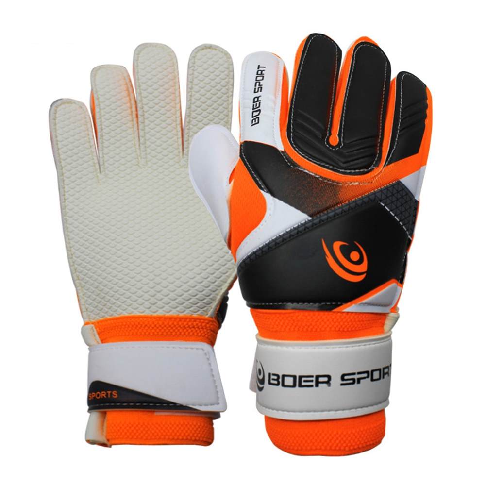 Hand Protection Children Goalkeeper Gloves Kids Wearable Anti-Slip Soccer Goalie Gloves Double Protect Full Finger: Orange / 8
