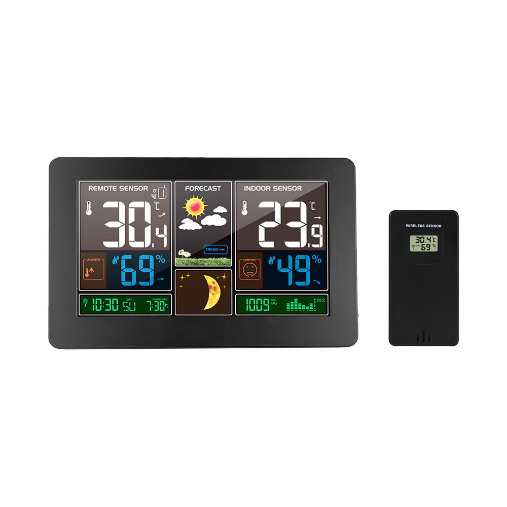 Digitale Weerstation Wireless Indoor Outdoor Sensor Thermometer Hygrometer Klok: EU Plug