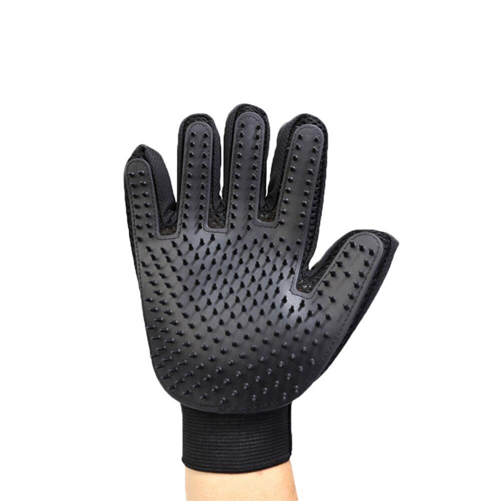 Guantes de aseo para mascotas, cepillo de Limpieza del cabello para perros y gatos, peine de goma negra, guante desodorizante con cinco dedos para mascotas, para perros y gatos,: Black right hand
