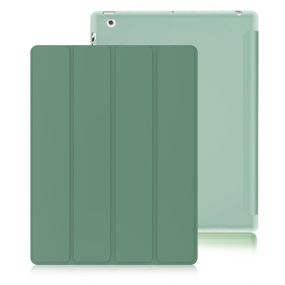 Dla iPad 2 3 4 etui skórzane etui z klapką dla iPad 2 etui A1396 inteligentny stojak uchwyt Funda dla iPad 4 etui A1458 A1460: Dark Green