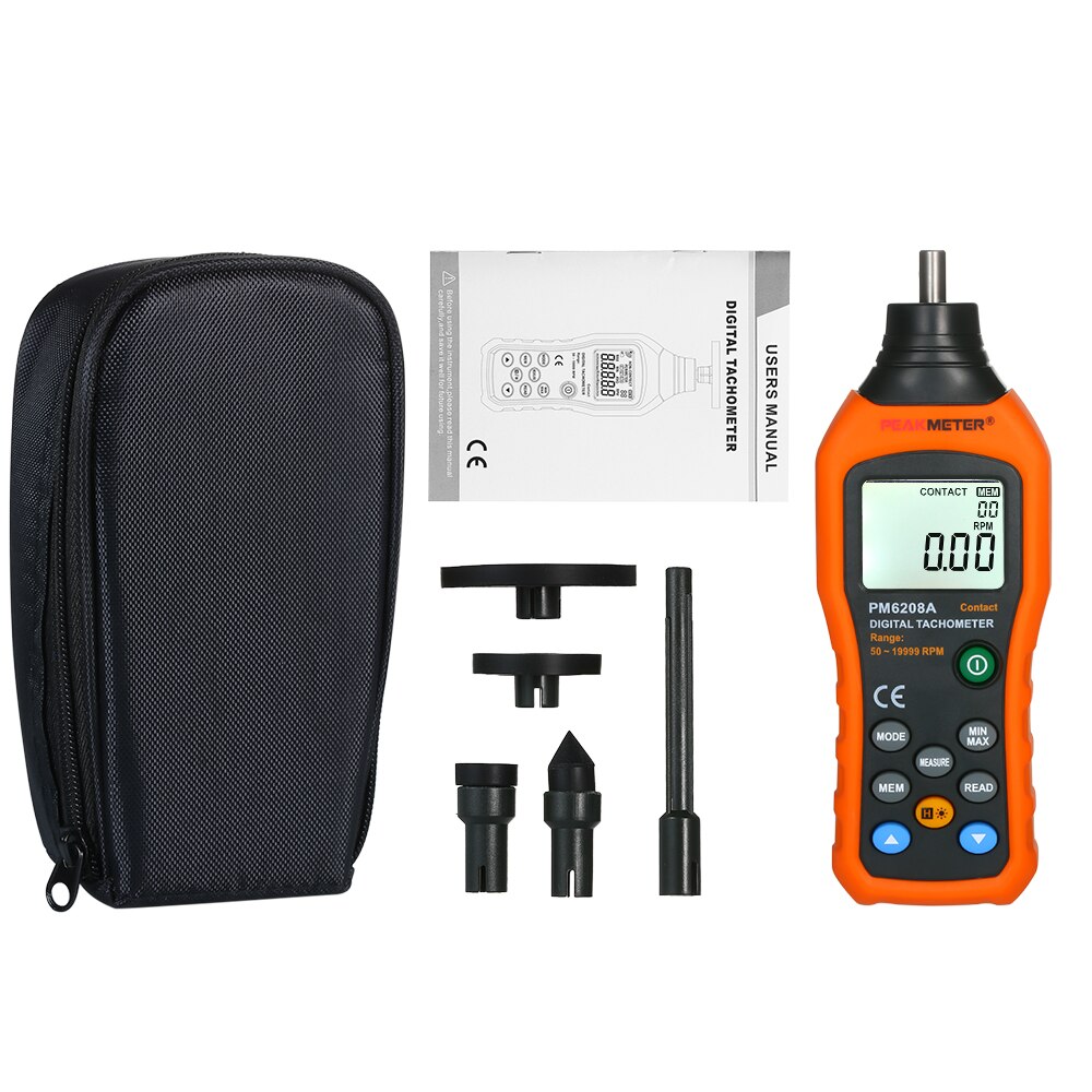 PEAKMETER Digital Tachometer Handheld Contact Motor Tachometer LCD Speedometer Tach RPM Meter Contact-type Digital Tachometer