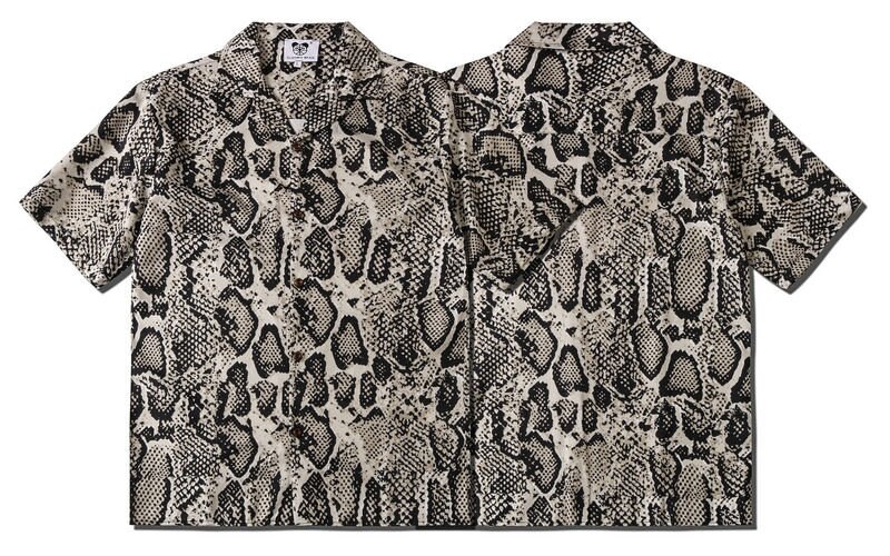 Snake Skin Texture Hawiian Shirts Men Women Summer Beach Casual Short Sleeve Shirt Unisex Hip Hop Street Animal Print Shirt: M