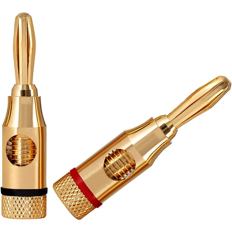 O conector chapeado ouro aberto dos plugues do parafuso 24k da banana plugues o jack para o cabo estereofônico do orador, 24-pacote (12 vermelho, 12 preto)