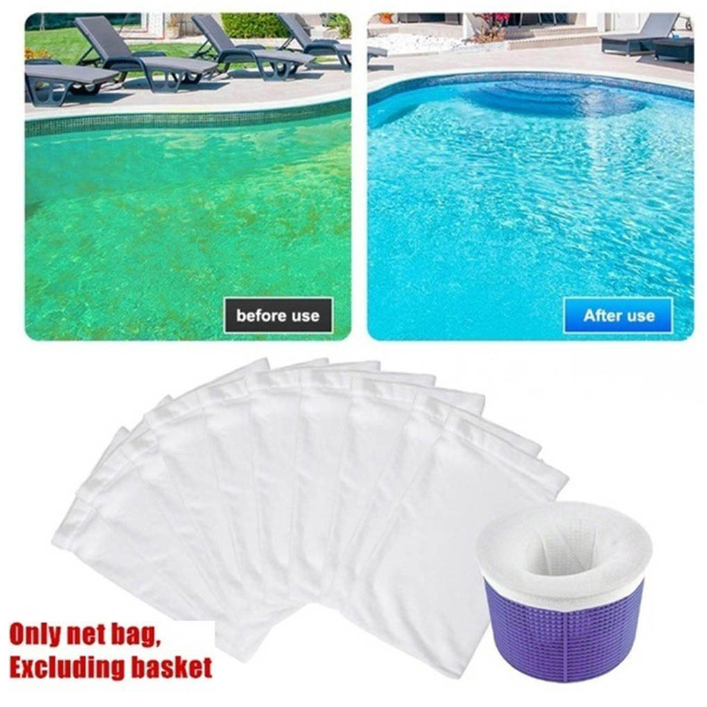 5/10/20/30pcs/Set Filter Storage Pool Skimmer Socks Nylon Swimming Pool Filter Socks For Baskets Skimmers White Pool Supplies