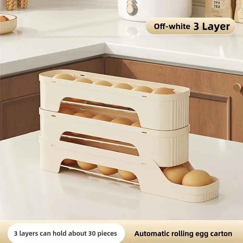 1Pc Detachable Rolling Egg Holder, Space-Saving PP Material Egg Storage Box for Refrigerator Easy Access & Freshness Maintenance: light yellow
