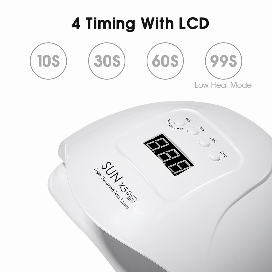 SUN X5 Plus-secador de uñas UV LED, lámpara de curado de esmalte de Gel de 80W con temporizador inferior, pantalla LCD, secado rápido, herramientas de manicura