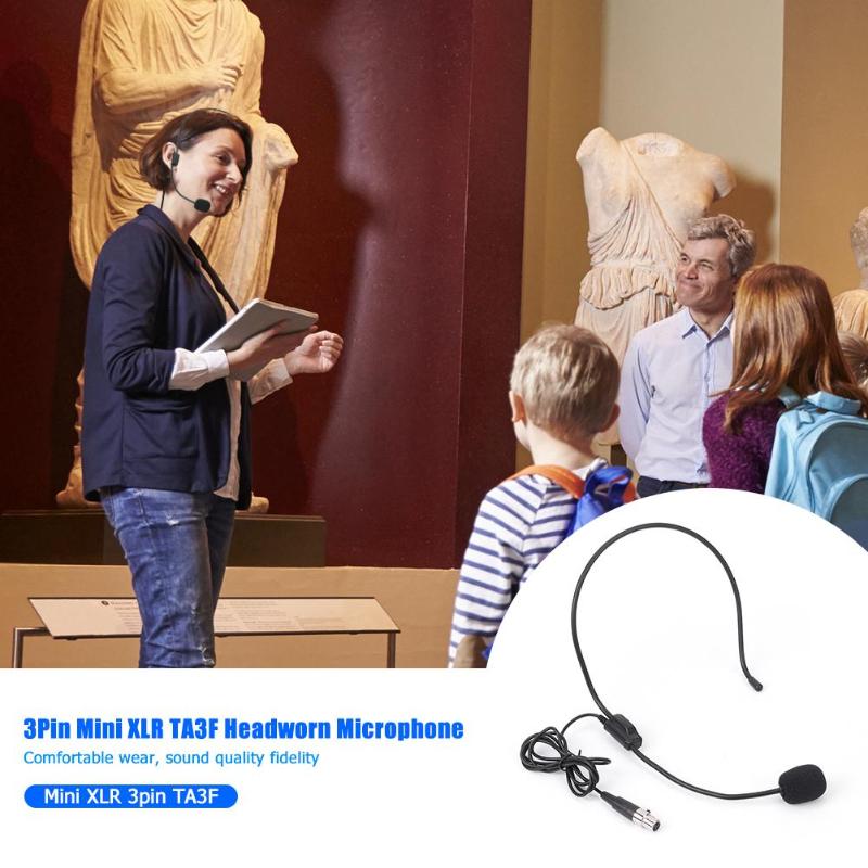 3Pin Mini XLR TA3F Headworn Microphone for Wireless Body-Pack Transmitter