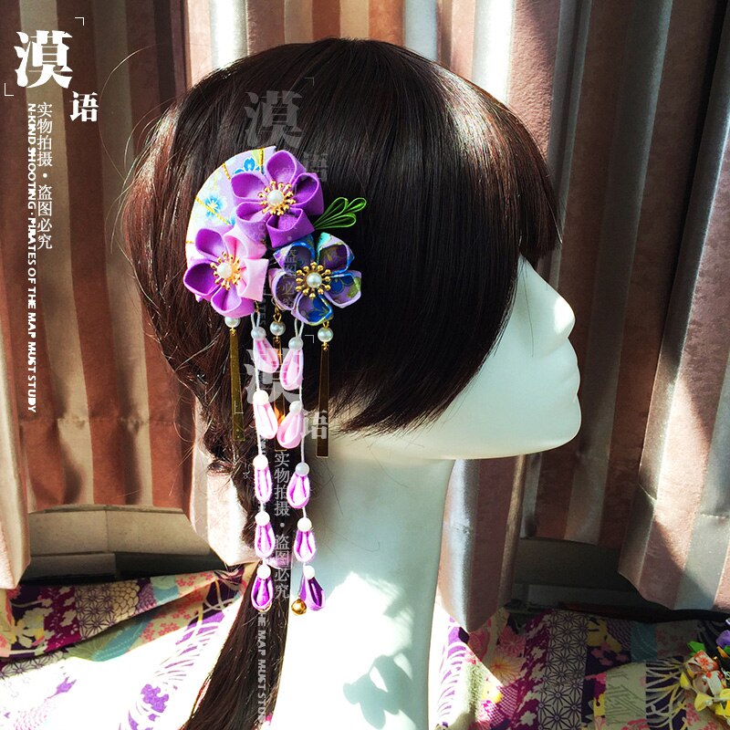 Estilo japonés hecho a mano flor de cerezo Clip para el pelo horquilla de adorno tocado clásico fotografía accesorios para el cabello nupcial