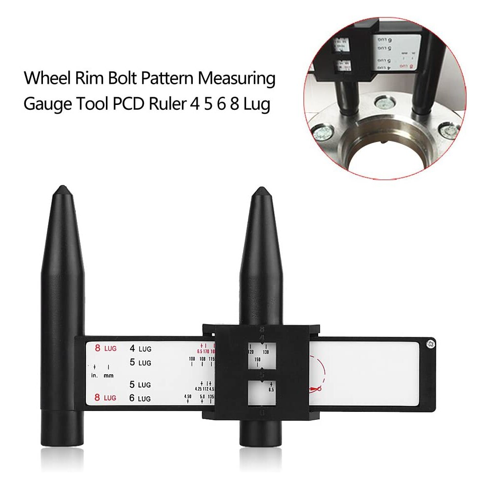 Wheel Rim Bolt Pattern Sliding PCD Measuring Tool Gauge Ruler 8 Holes PCD Ruler Lugs Hub Pitch Measurement Tool