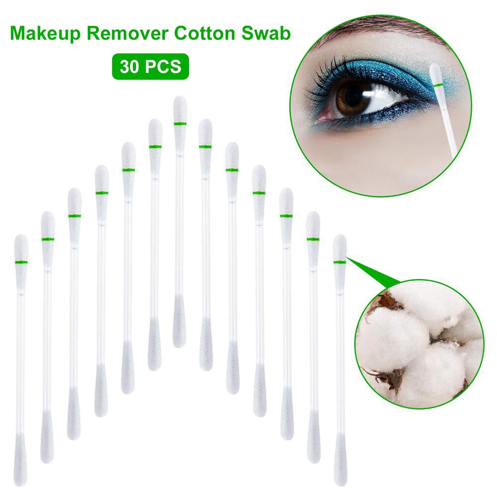 30 Stuks Non Woven Wattenstaafjes Make Remover Wattenstaafjes Katoen Tips Met Make-Up Remover Vloeistof Voor Eye Lip Make-Up