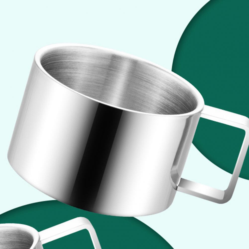Stainless Steel Double Layer Coffee Cups Mug And Saucers Spoon Sets With Box Tea Soy Milk Breakfast Mugs Dessert Plate