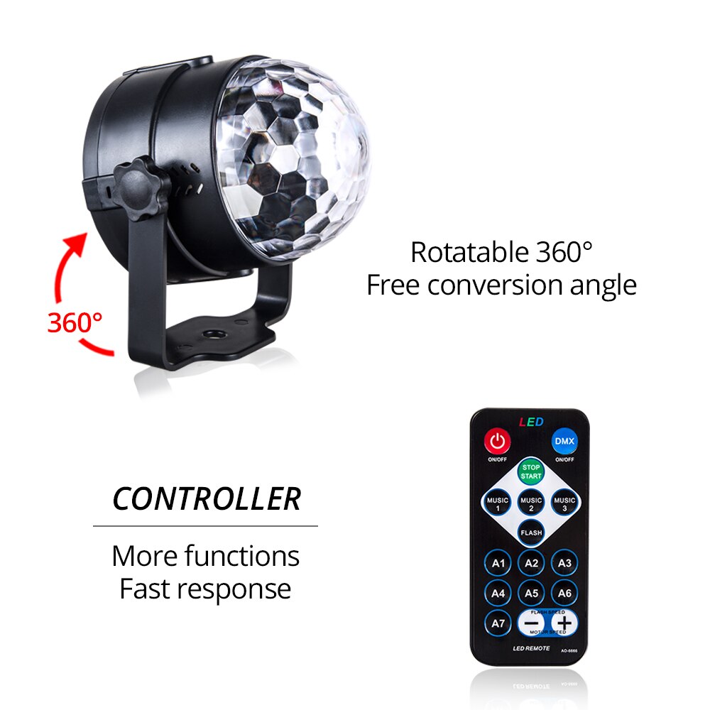 3W 85-265V Sound Activated Roterende Disco Ball Stage Light Party Verlichting Voor Thuis Bruiloft Kerst jaar Decoratie