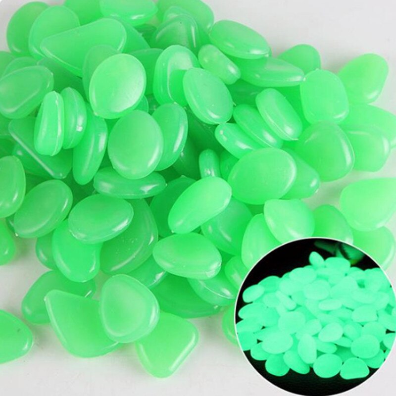 25/50Pcs Pebbles Glowing In The Dark Fluorescent Stone Aquarium Fish Tank Garden Lawn Sidewalk Luminous Stone Home Decoration: 25pcs / green