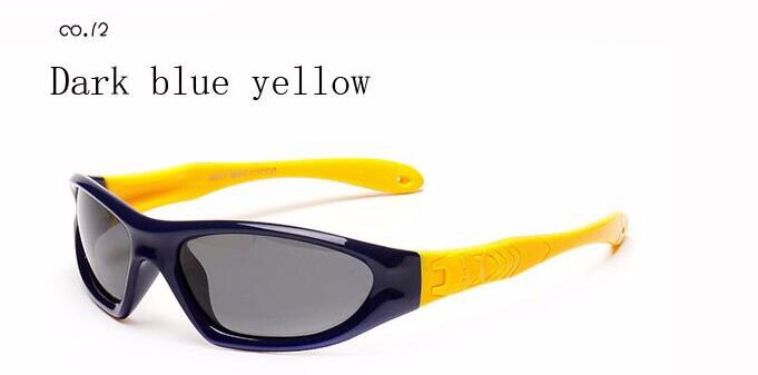freundlicher Baby Sicherheit Polarisierte Sonnenbrille TAC Art Sonnenbrille Mädchen Jungen Außen Brille Polaroid Sonnenbrille Kleinkind: dunkel Blau Gelb