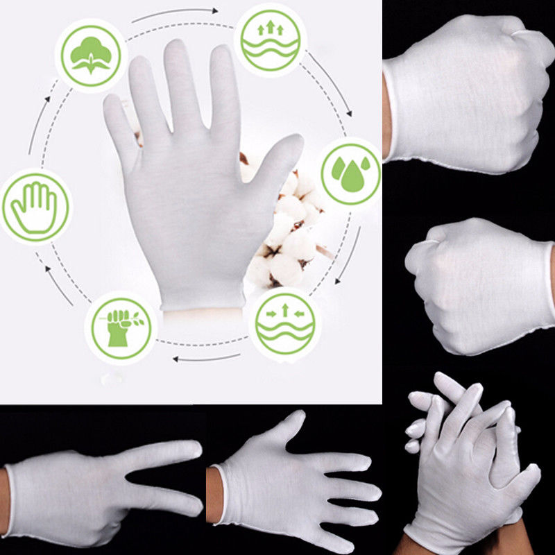 Arrivals 6 stks Wit Inspectie 100% Katoen Werk Handschoenen Ceremoniële Handschoenen Mannelijke Vrouwelijke Serveren Obers Drivers Sieraden Handschoenen