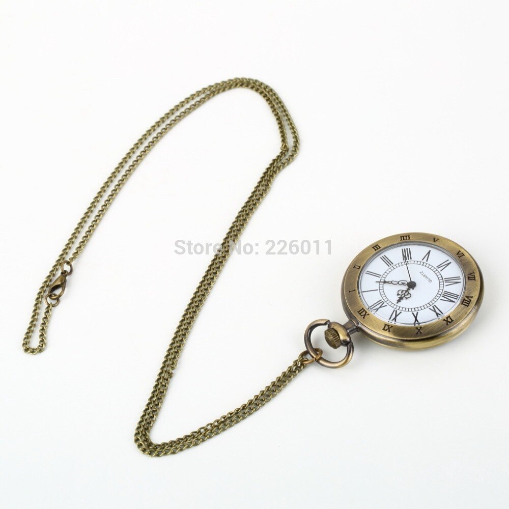 Roman Pocket Watchvintage Hollow Brons Gear Hollow Quartz Zakhorloge Ketting Hanger Klok Ketting Mannen Vrouwen