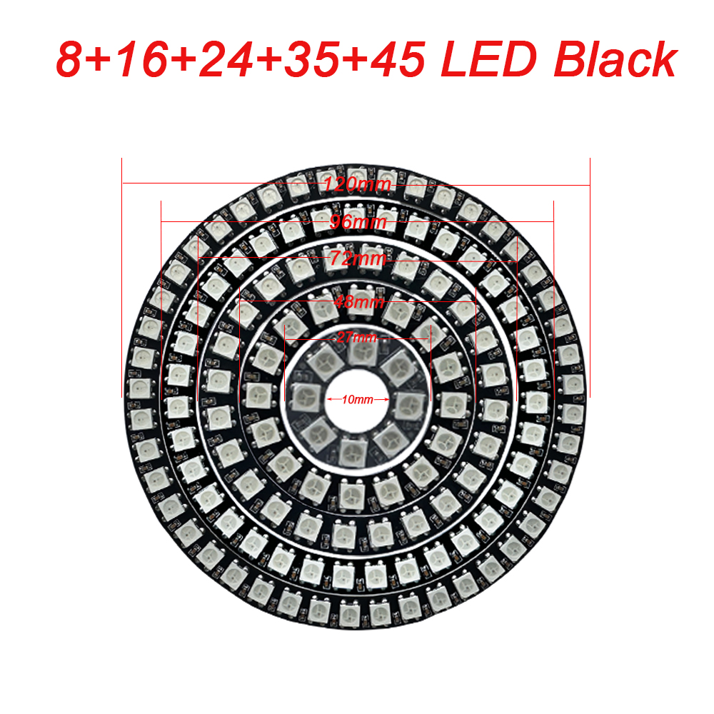WS2812B Addressable LED Pixel Ring 8 to 241Leds WS2812 5050 RGB LED Diode Ring Color IC Built-in LED: Brown