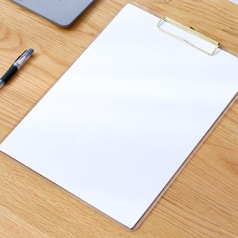 Multifunctional Araylic A4 File Clipboard Vertical Clipboard with Metal Page Clips Large Capacity Durable Portable D5QC