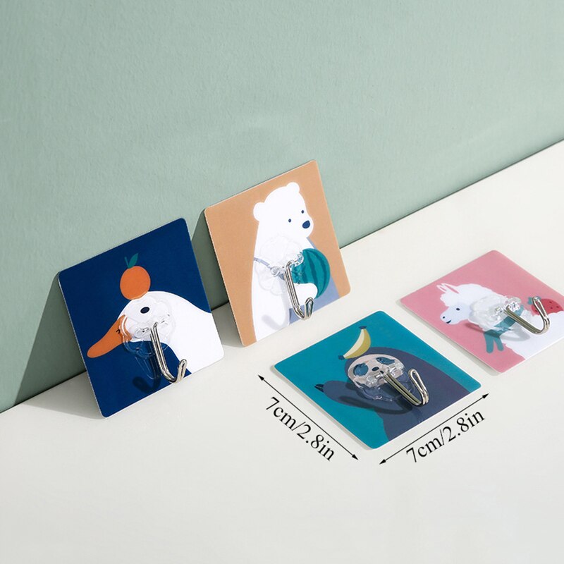 Wall Hooks Sticky Hook Hanger Adhesive Sticker Home Decor Cartoon Hook Wall Hanging 7cm Waterproof Nail-Free Invisible Sticker