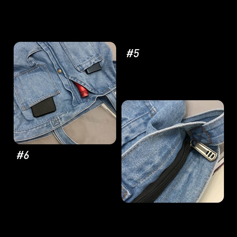 Nova rede vermelho denim bolsa de ombro mensageiro casual selvagem portátil sacola de compras lona bolsa feminina azul marinho