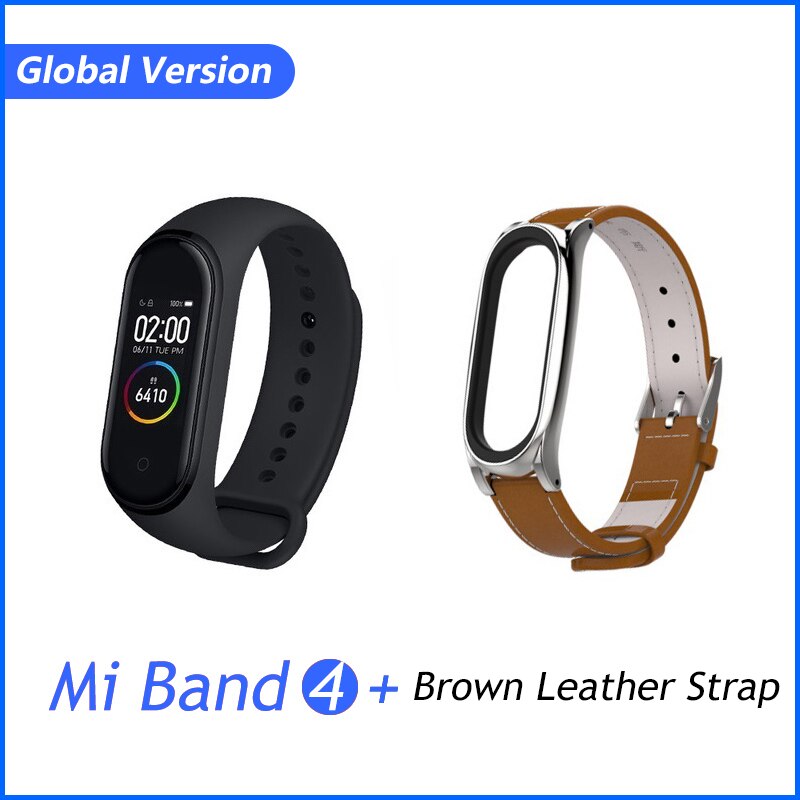 Xiaomi Mi Banda 4 Più Nuovo Sport Miband 4 Braccialetto Intelligente di Frequenza Cardiaca Fitness Traker 135mAh di Colore Dello Schermo di Bluetooth Impermeabile 5.0: GB brown leather