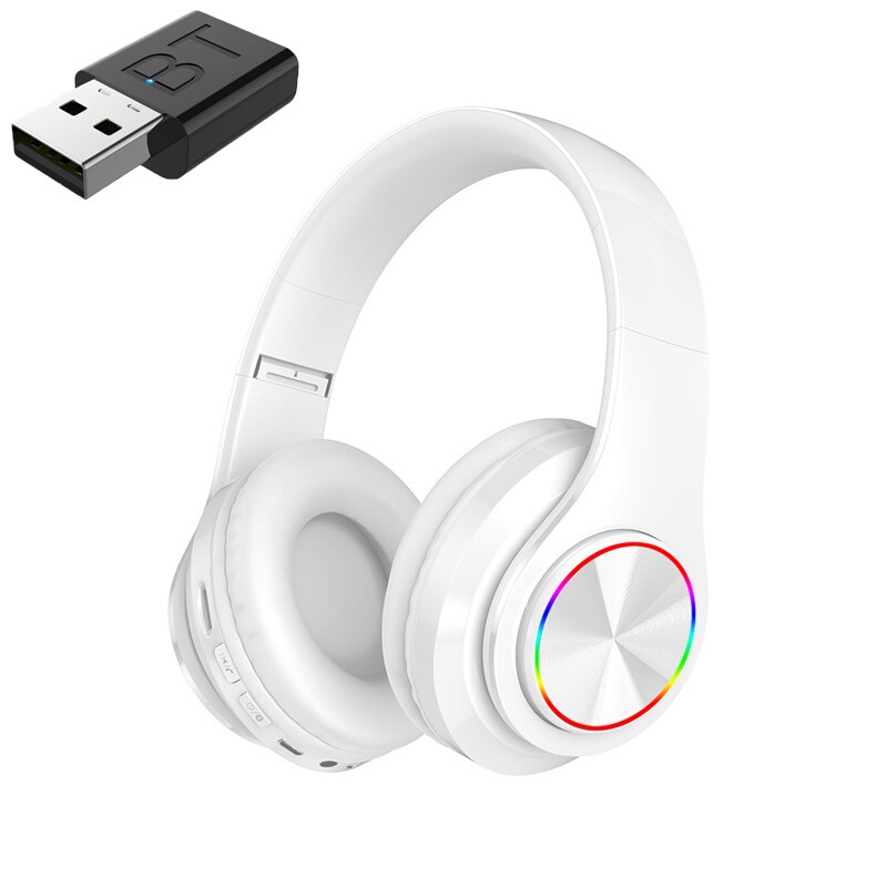 Bluetooth Tv Headset, Hifi Bluetooth Hoofdtelefoon Diepe Bas Draadloze Tv Hoofdtelefoon Met Zender Stick Voor Tv Computer Telefoon: white
