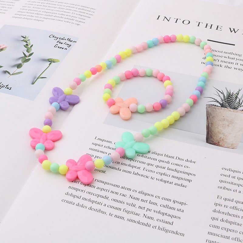 Enfants été style collier bracelet costume bébé doux cheveux accessoires bijoux pentagramme printemps: Gris