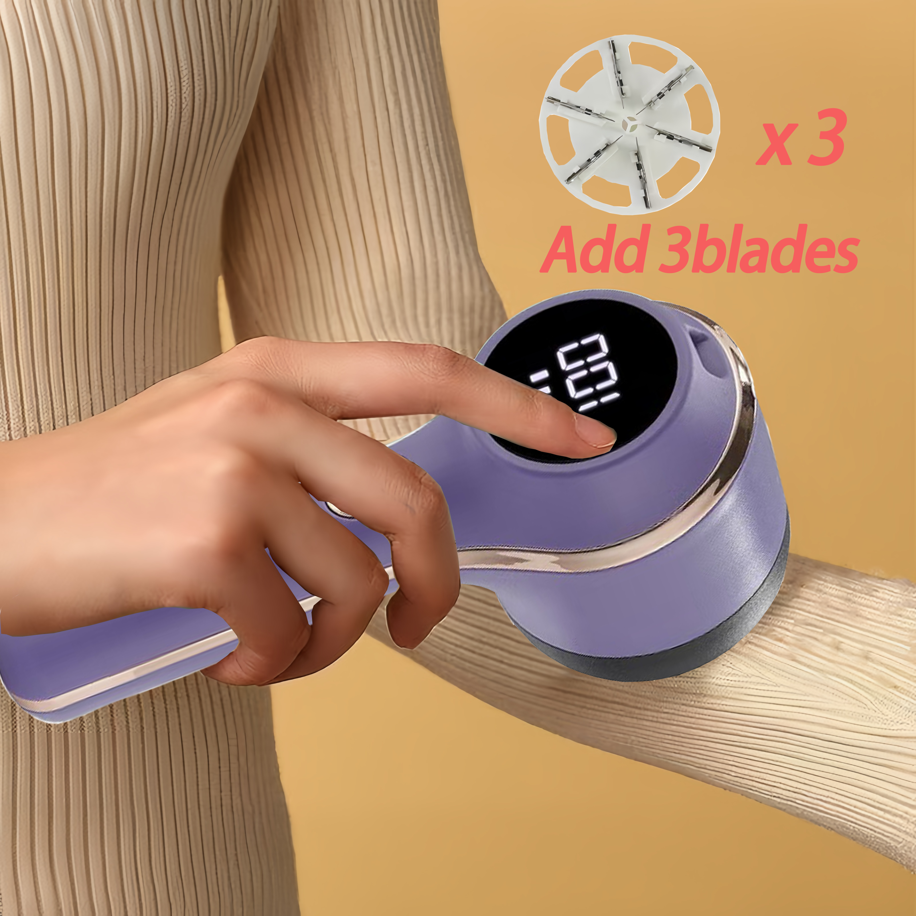 Eliminador de pelusas portátil con ajuste de 3 velocidades, afeitadora de tela recargable, máquina para quitar pelusas y pellets para ropa, suéter: Morado