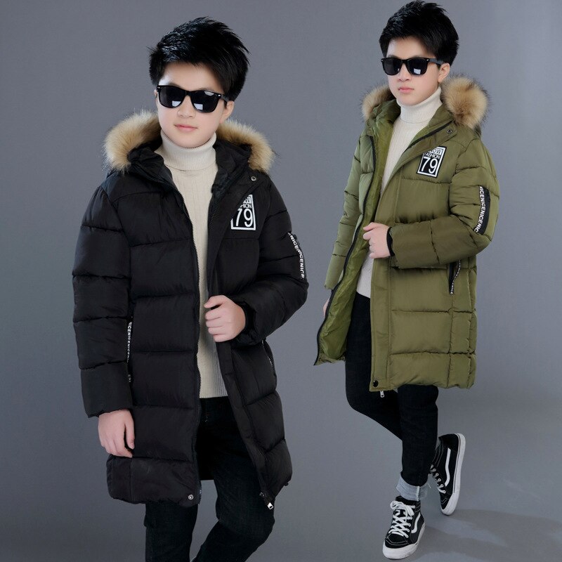 Chaqueta de invierno para niños y adolescentes, abrigo informal grueso y cálido con capucha, abrigos largos de plumas para niños de 4 a 12 años, novedad de