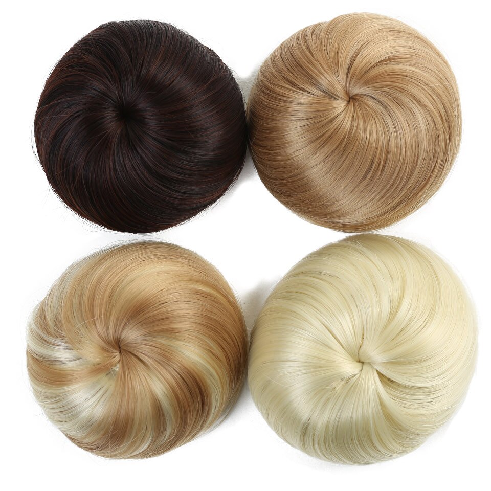 Meifan syntetisk glat hår elastisk chignon hårstykke snoretræk donut gummibånd chignon bolle klip i hår extensions